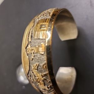 Sterling 12k Gold Filled Tom & Susan Kee TSK Navajo Story Teller Cuff Br…